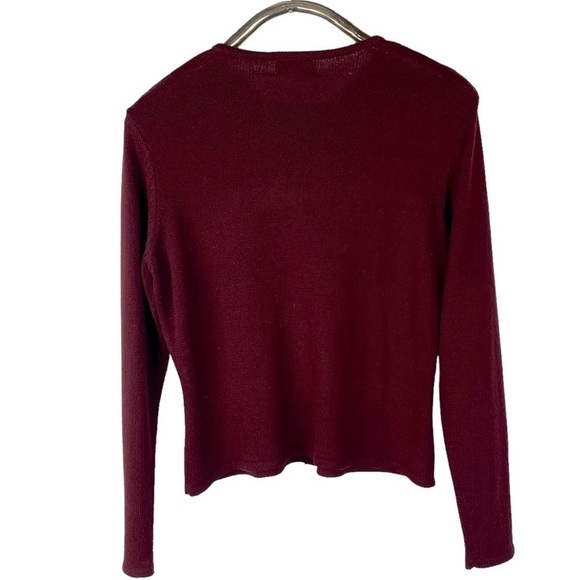 PENDLETON PAINTED FLORAL BUTTON DOWN CHERRY RED CARDIGAN SWEATER - Picture 4 of 14